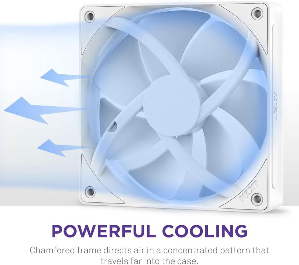 NZXT F120P Static Pressure 120 mm PWM Fan - Single, White image number 2 of 7