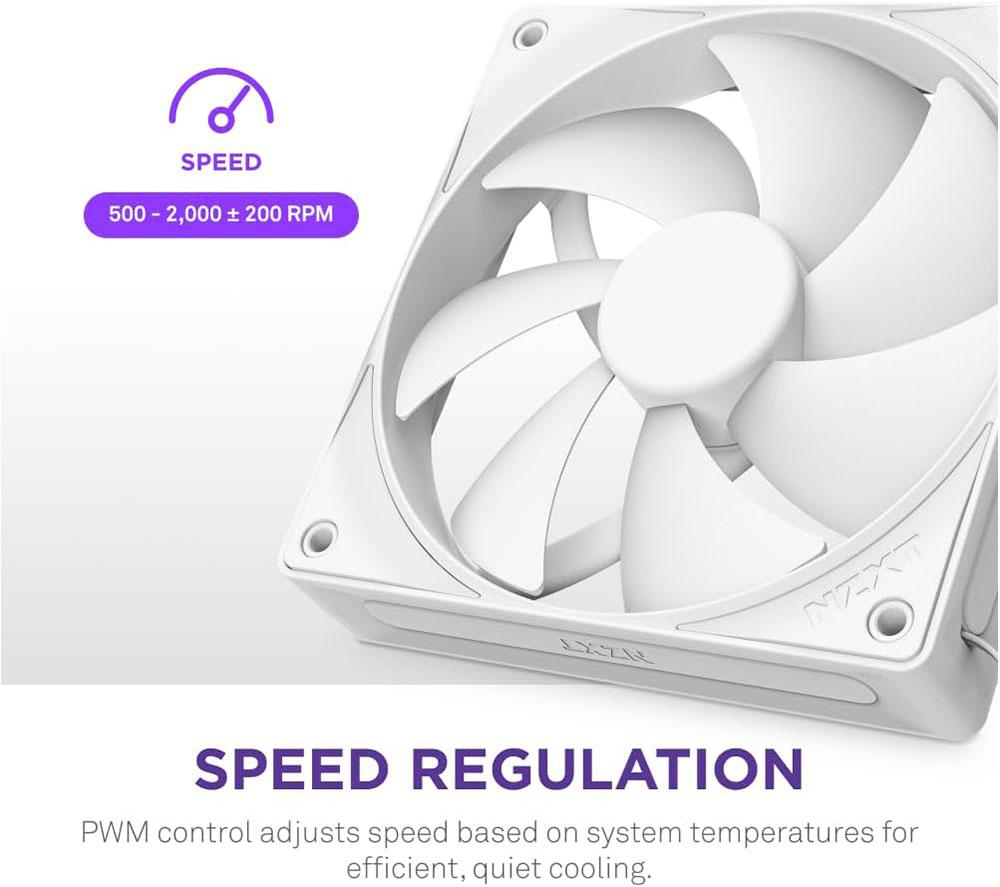 NZXT F120P Static Pressure 120 mm PWM Fan - Single, White image number 4 of 7