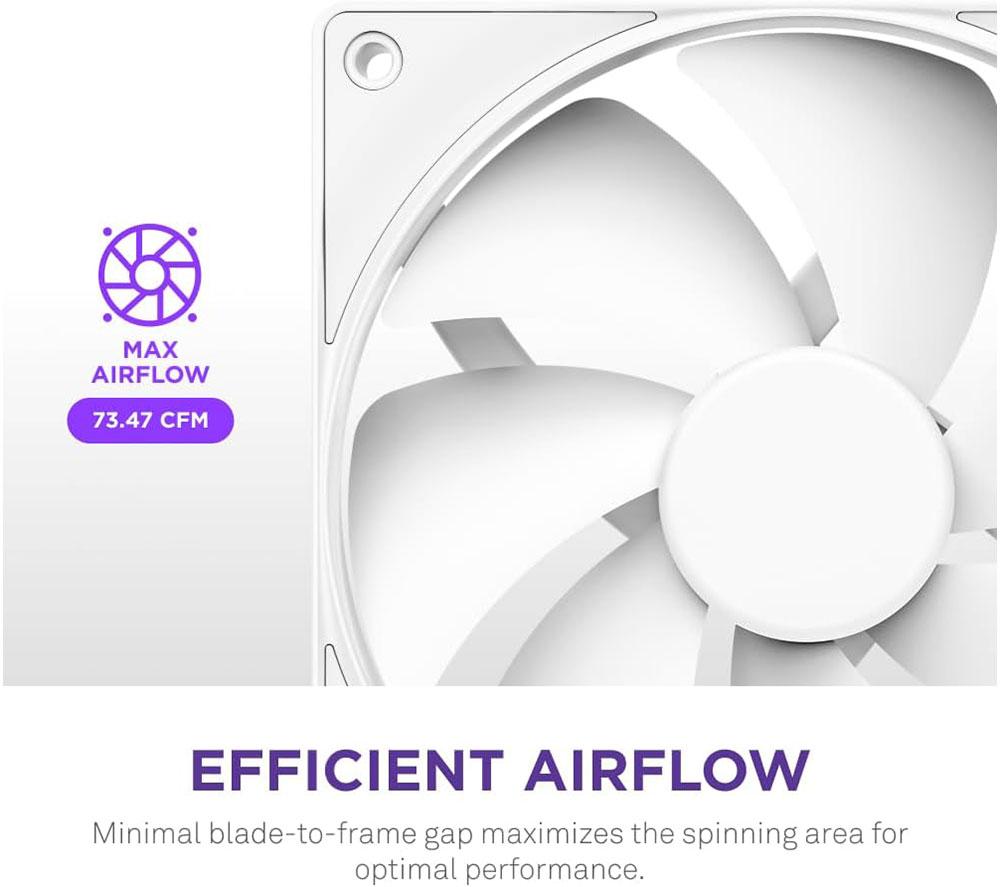 NZXT F120P Static Pressure 120 mm PWM Fan - Single, White image number 6 of 7