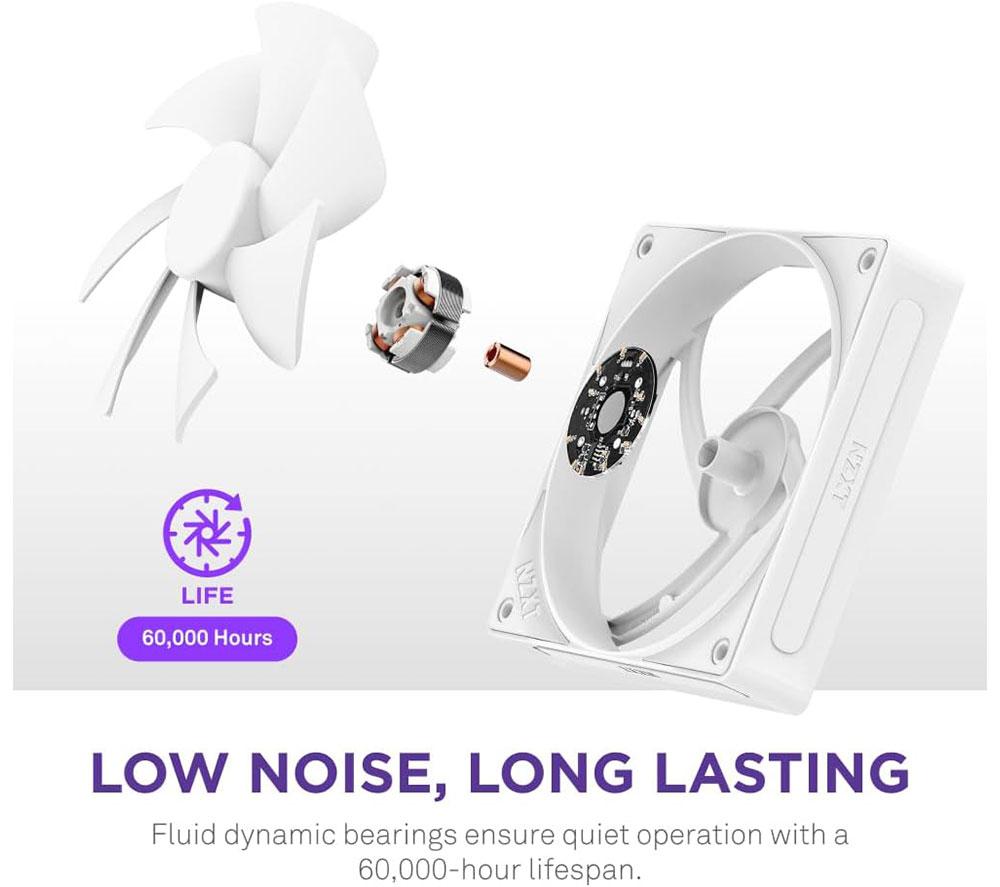 NZXT F120P Static Pressure 120 mm PWM Fan - Single, White image number 7 of 7