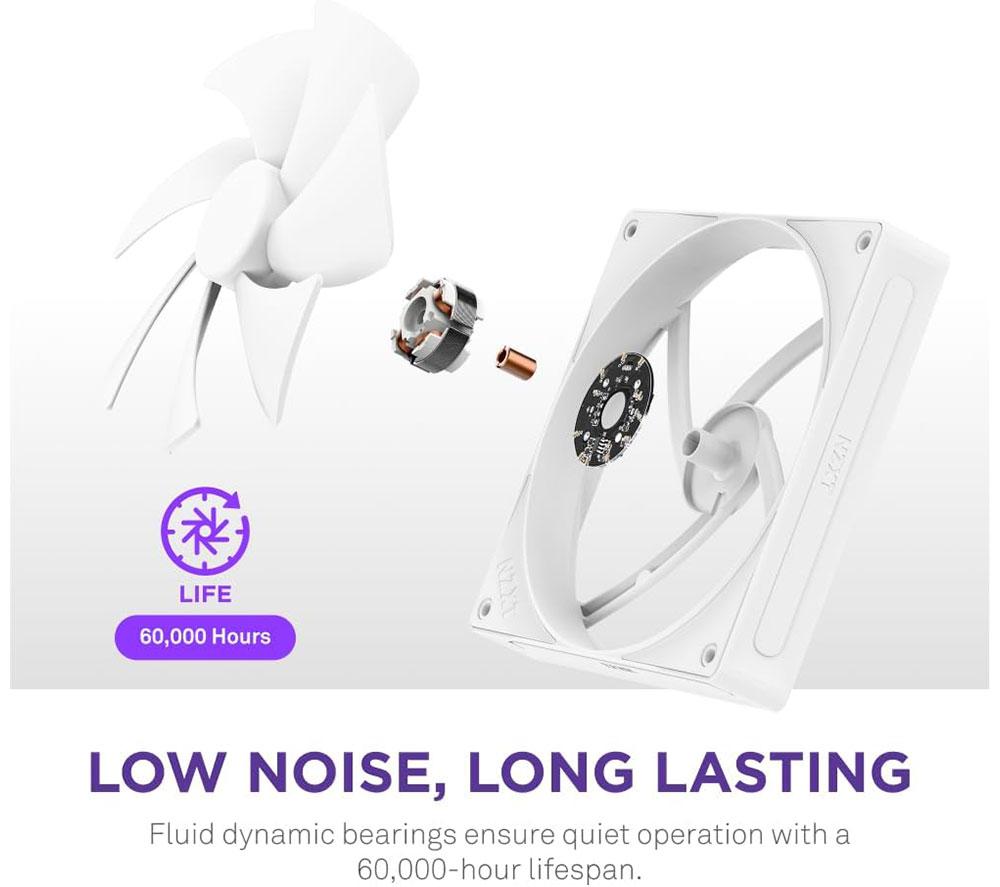 NZXT F140P Static Pressure 140 mm PWM Fan - Single, White image number 3 of 7