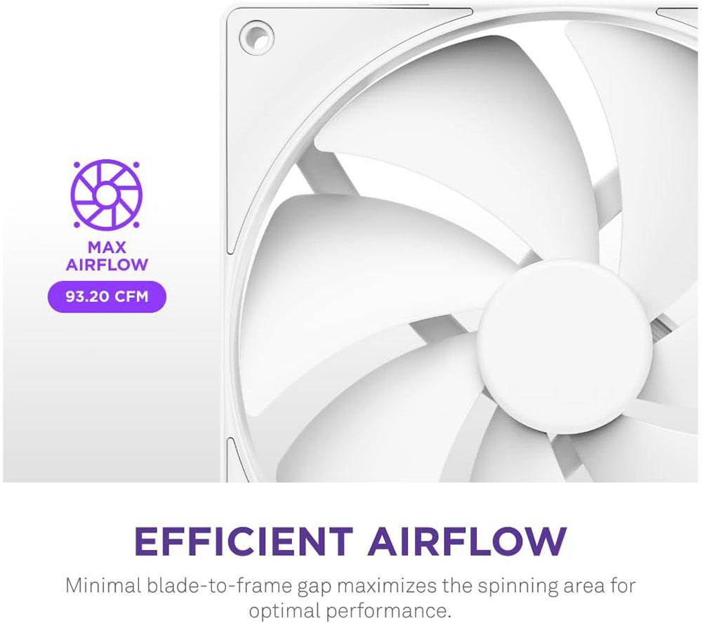 NZXT F140P Static Pressure 140 mm PWM Fan - Single, White image number 4 of 7