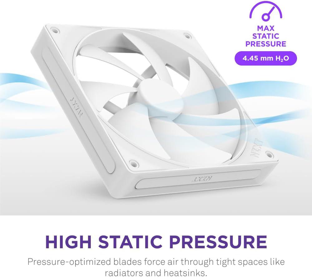 NZXT F140P Static Pressure 140 mm PWM Fan - Single, White image number 5 of 7
