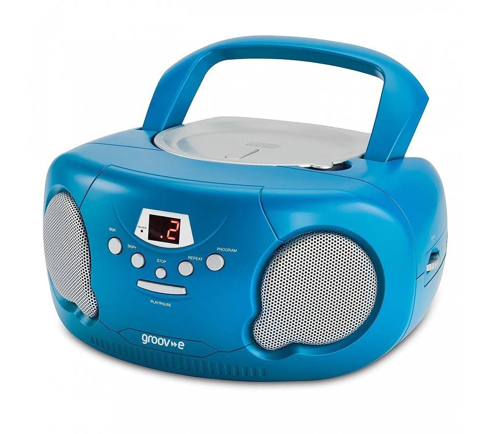 GROOV-E GVPS733CD10/BE Portable FM/AM Boombox & Children's Stories CD - Blue image number 2 of 7
