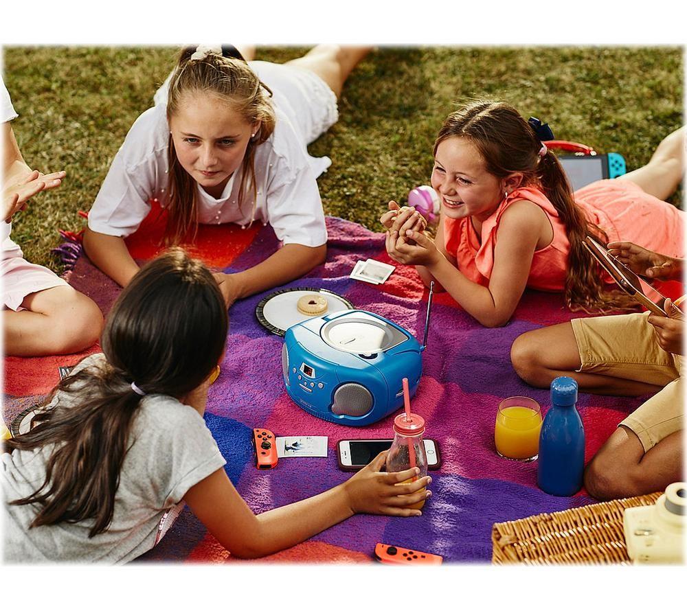 GROOV-E GVPS733CD10/BE Portable FM/AM Boombox & Children's Stories CD - Blue image number 4 of 7