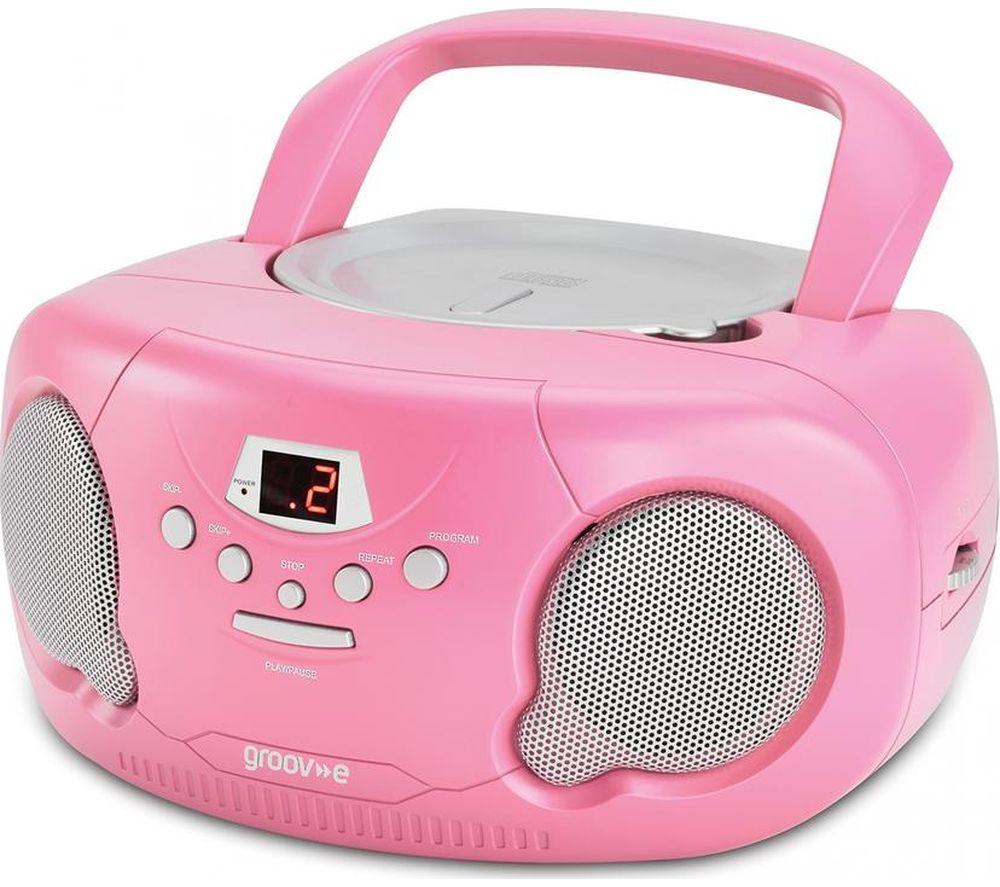 GROOV-E GVPS733CD10/PK Portable FM/AM Boombox & Children's Stories CD - Pink image number 2 of 3