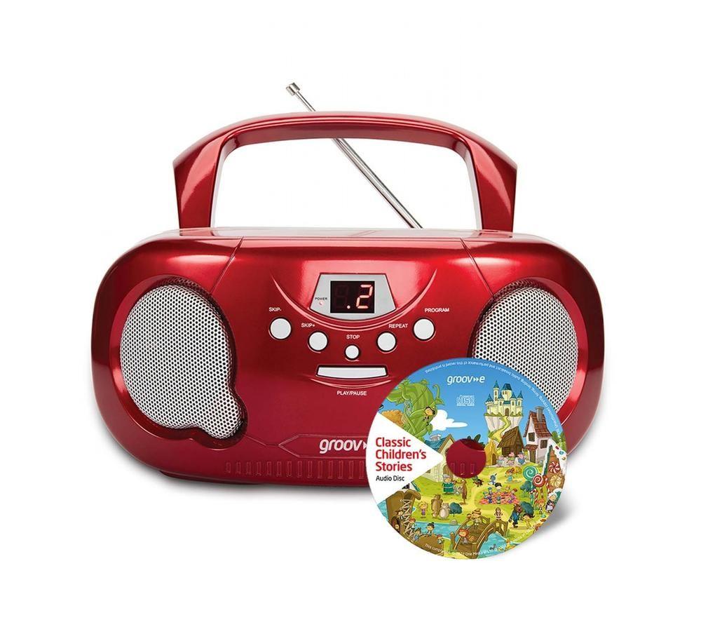 GROOV-E GVPS733CD10/RD Portable FM/AM Boombox & Children's Stories CD - Red image number 4 of 4