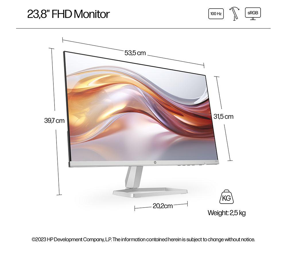 HP Series 5 524sf Full HD 24" IPS LCD Monitor - Black & Silver image number 8 of 15