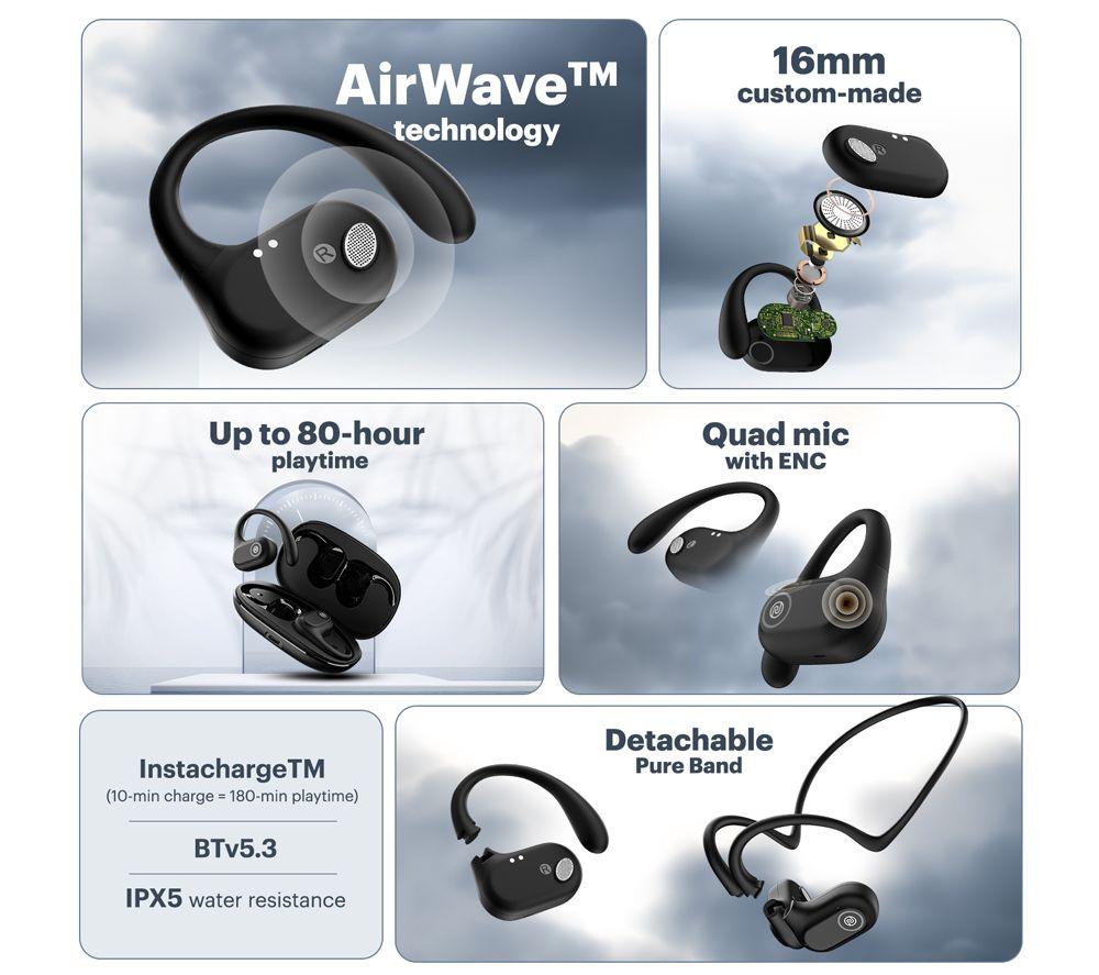 NOISE Pure Pods Wireless Bluetooth Open-Ear Earbuds - Power Black image number 3 of 4