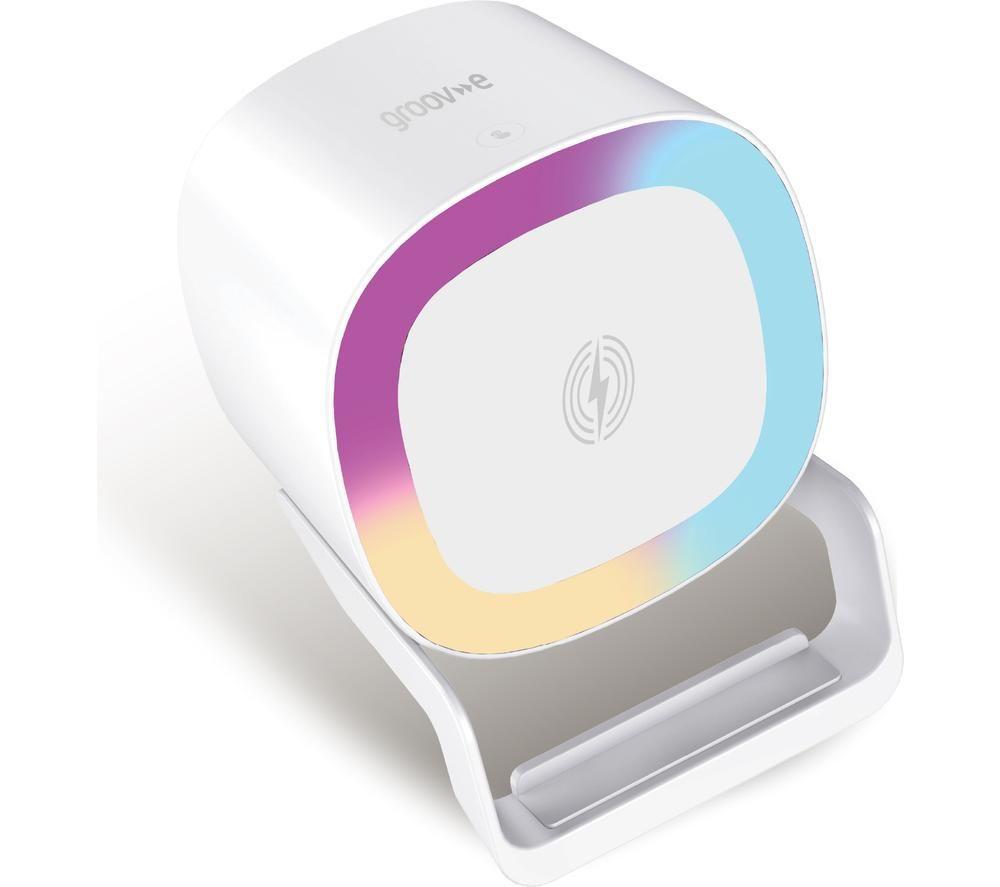 Groov-E Iris Wireless Charging Pad With Bluetooth Speaker, White