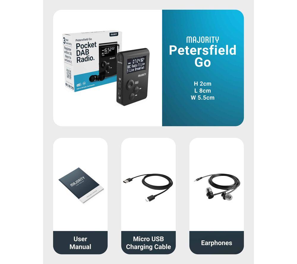 MAJORITY Petersfield Go Portable DAB+/FM Radio - Black image number 8 of 8