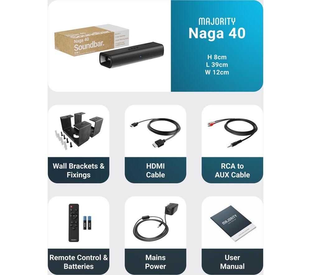 MAJORITY Naga 40 2.1 Wireless Sound Bar image number 2 of 7