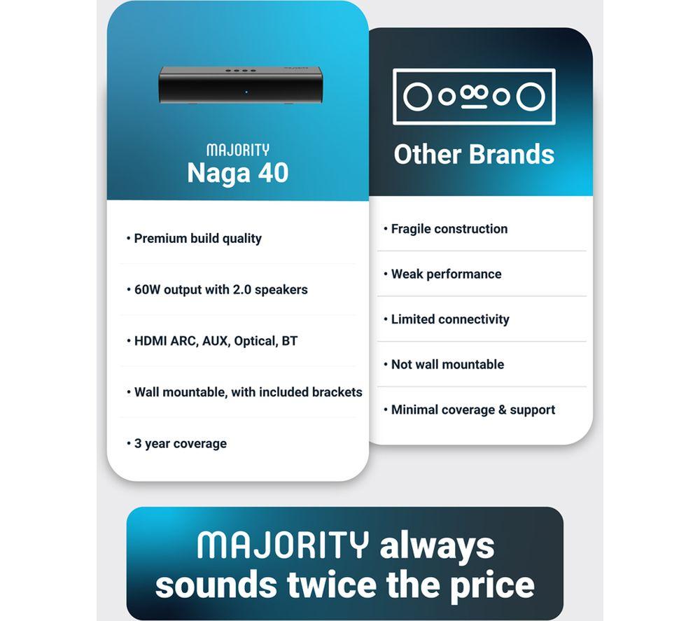 MAJORITY Naga 40 2.1 Wireless Sound Bar image number 6 of 7