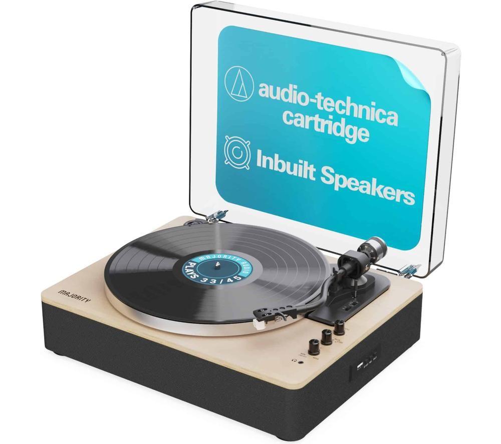 Majority Folio Belt Drive Bluetooth Turntable - Black & Beige, Black