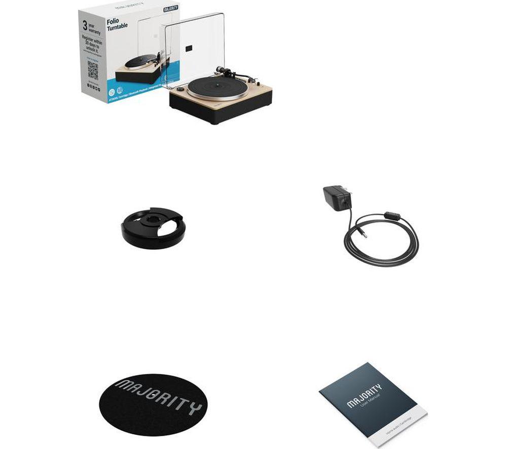 MAJORITY Folio Belt Drive Bluetooth Turntable - Black & Beige image number 6 of 6
