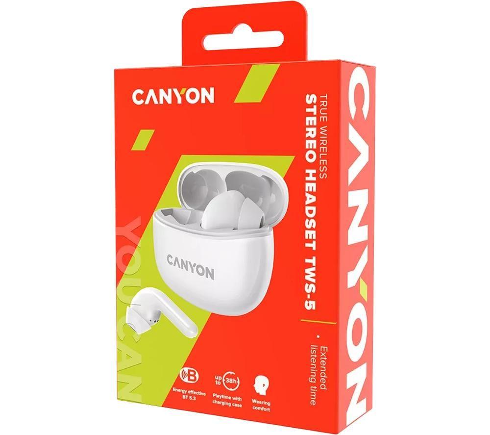 CANYON CNS-TWS5W Wireless Bluetooth Earbuds - White image number 5 of 6
