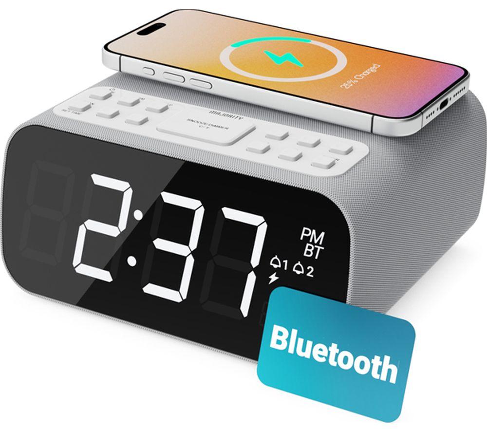 MAJORITY Darwin FM Bluetooth Clock Radio - White image number 2 of 7