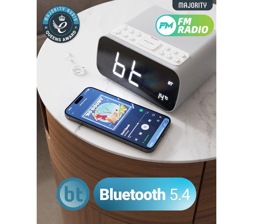 MAJORITY Darwin FM Bluetooth Clock Radio - White image number 6 of 7