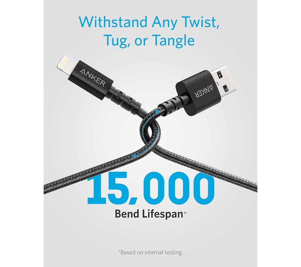 ANKER PowerLine USB-A to Lightning Cable - 0.9 m, Black image number 3 of 6