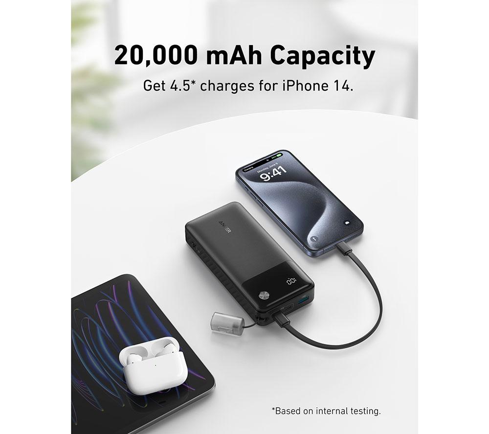 ANKER PowerCore 20000 mAh 30 W Portable Power Bank - Black image number 4 of 7