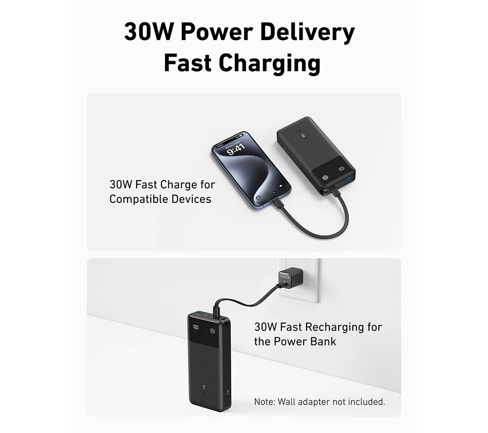 ANKER PowerCore 20000 mAh 30 W Portable Power Bank - Black image number 5 of 7
