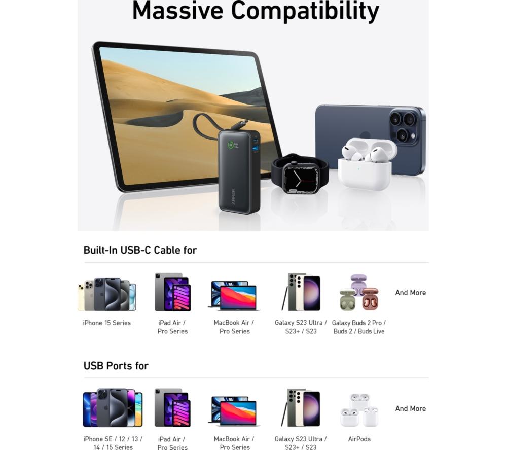 ANKER Nano 10000 mAh 30 W Portable Power Bank - Black image number 7 of 7