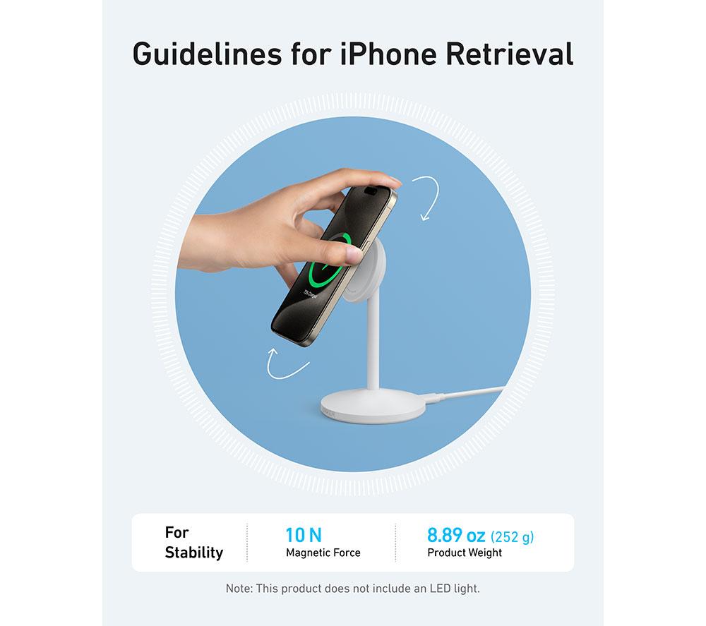 ANKER MagGo 15 W MagSafe Wireless Charging Stand - White image number 7 of 8