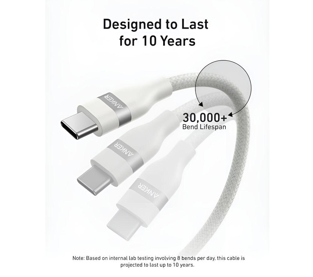 ANKER USB Type-C Braided Cable - 1m, White image number 3 of 4