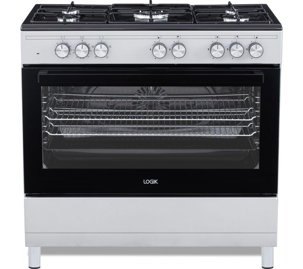 LOGIK LFTG90S25 90 cm Dual Fuel Range Cooker – Stainless Steel & Black, Stainless Steel