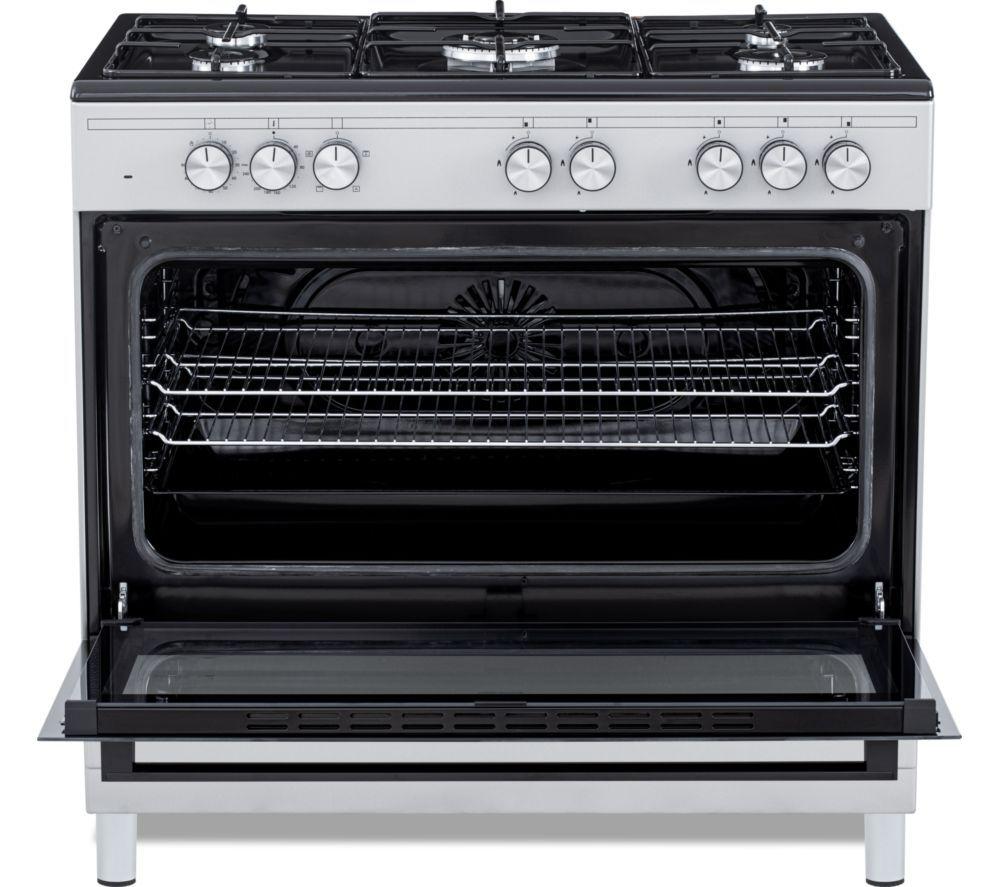 LOGIK LFTG90S25 90 cm Dual Fuel Range Cooker - Stainless Steel & Black image number 2 of 6