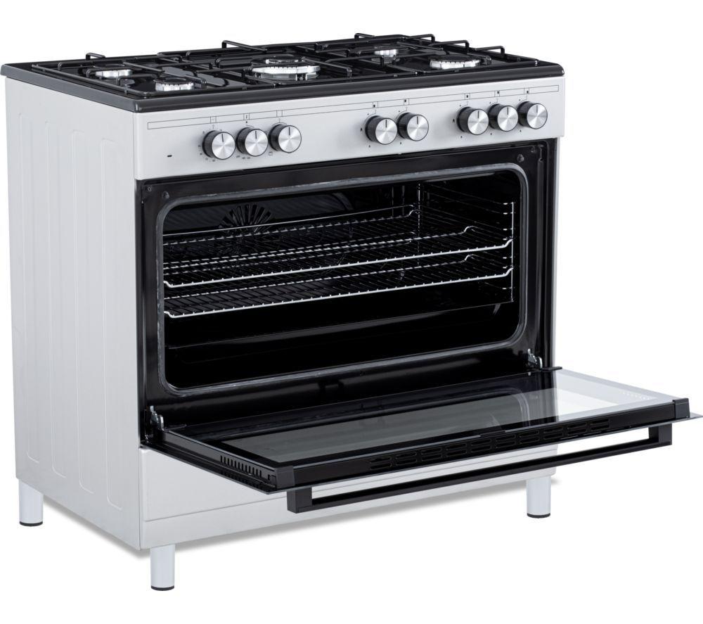 LOGIK LFTG90S25 90 cm Dual Fuel Range Cooker - Stainless Steel & Black image number 3 of 6