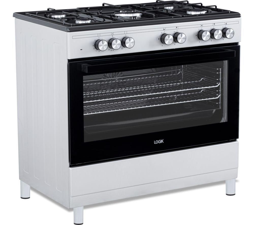 LOGIK LFTG90S25 90 cm Dual Fuel Range Cooker - Stainless Steel & Black image number 4 of 6