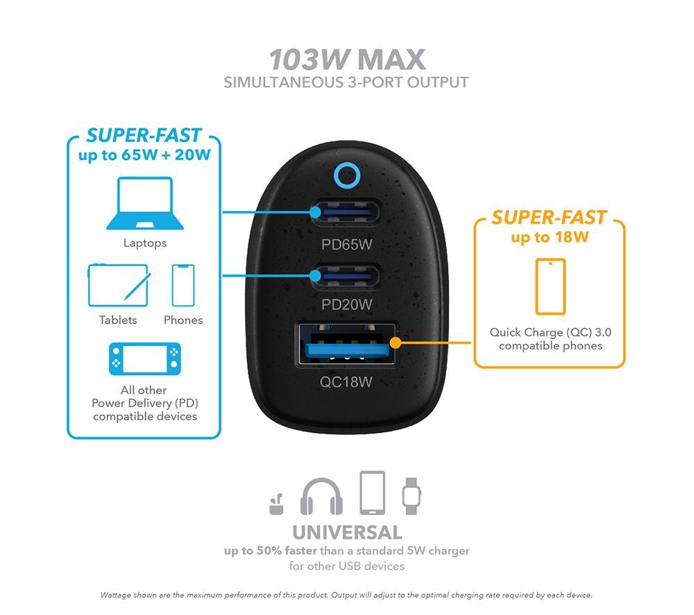 VELD VC100JB Super Fast 3-Port 100 W Car Charger image number 2 of 5