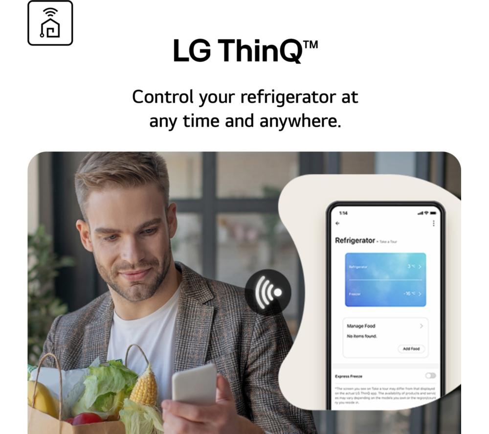 LG ELCTRNC NatureFRESH GSLE81EPBD Smart Fridge Freezer - Matte Black image number 8 of 15