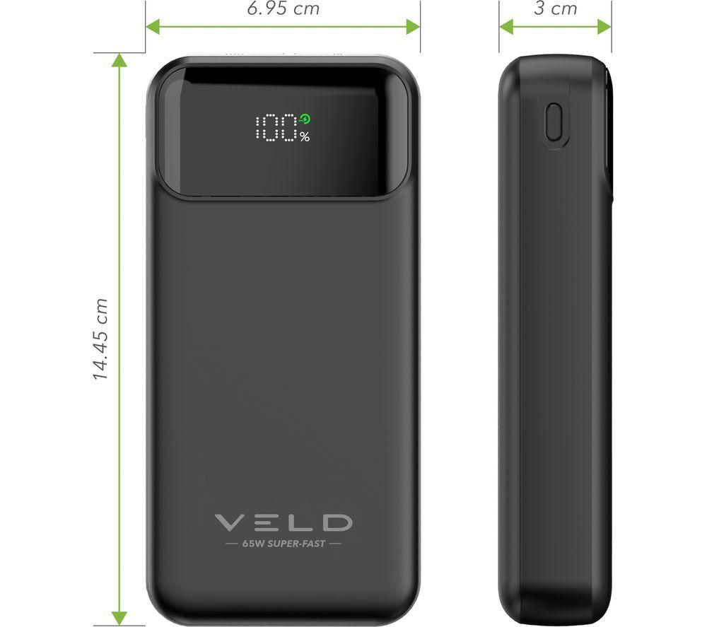 VELD VPB2065B 65 W Super-Fast 20,000 mAh Portable Laptop Power Bank - Black image number 3 of 7