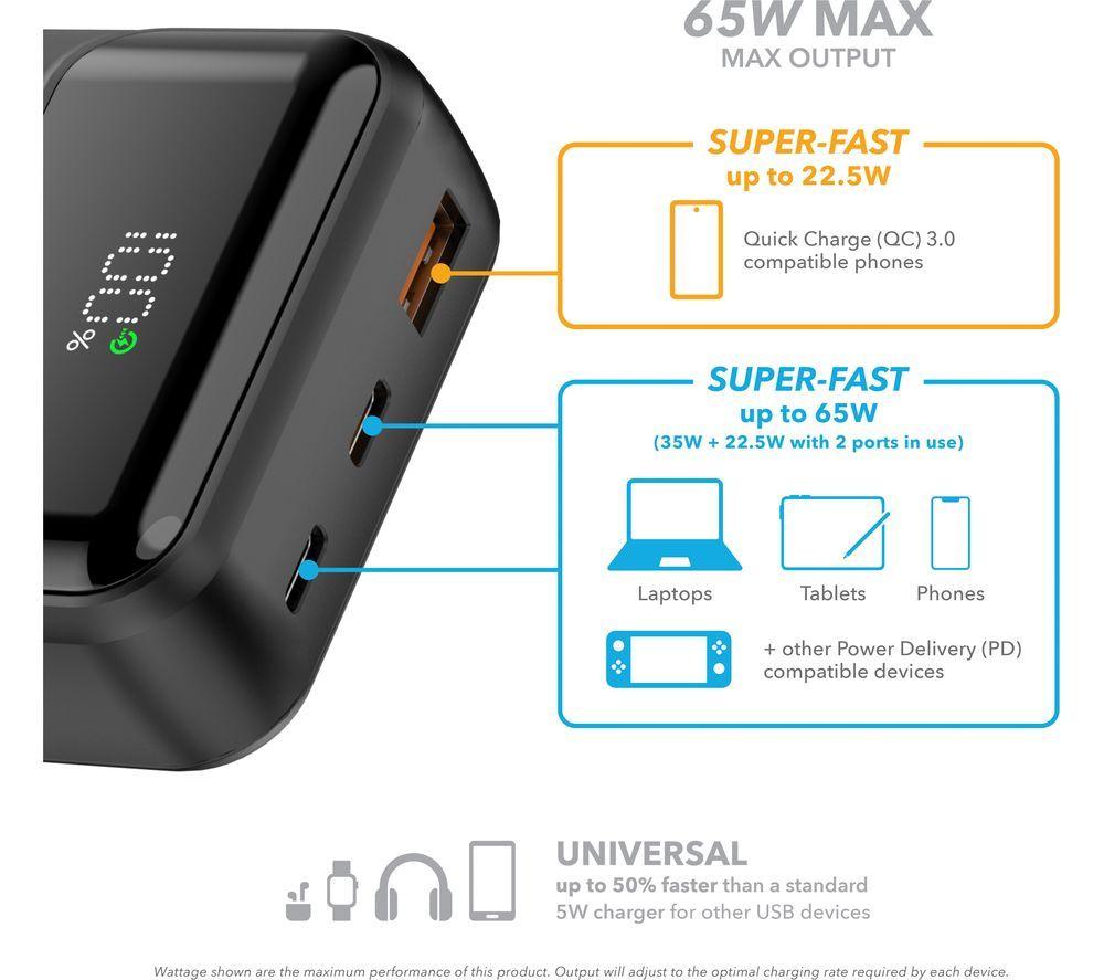 VELD VPB2065B 65 W Super-Fast 20,000 mAh Portable Laptop Power Bank - Black image number 5 of 7