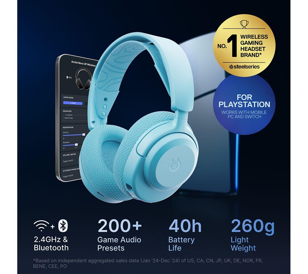 STEELSERIES Arctis Nova 3P Wireless PS5 Gaming Headset - Aqua image number 2 of 8