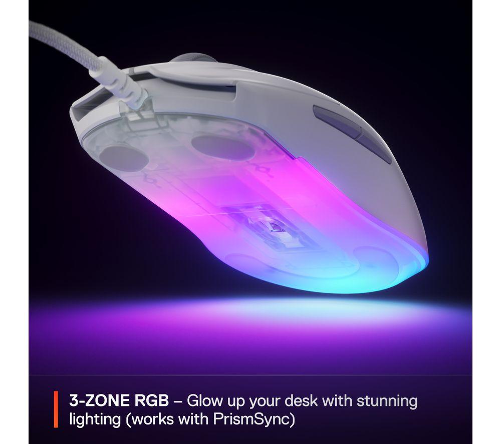 STEELSERIES Rival 3 Gen 2 RGB Optical Gaming Mouse - White image number 5 of 9