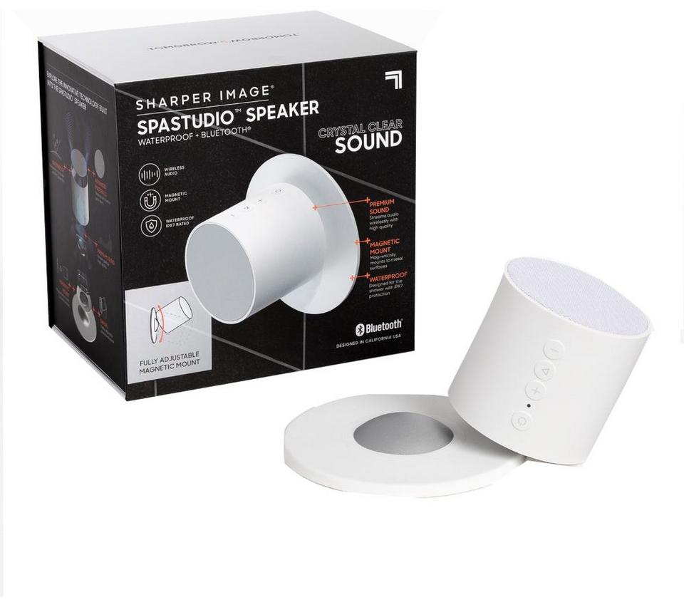 SHARPER IMAGE Shower Bluetooth Speaker with Magnetic Mount - White
