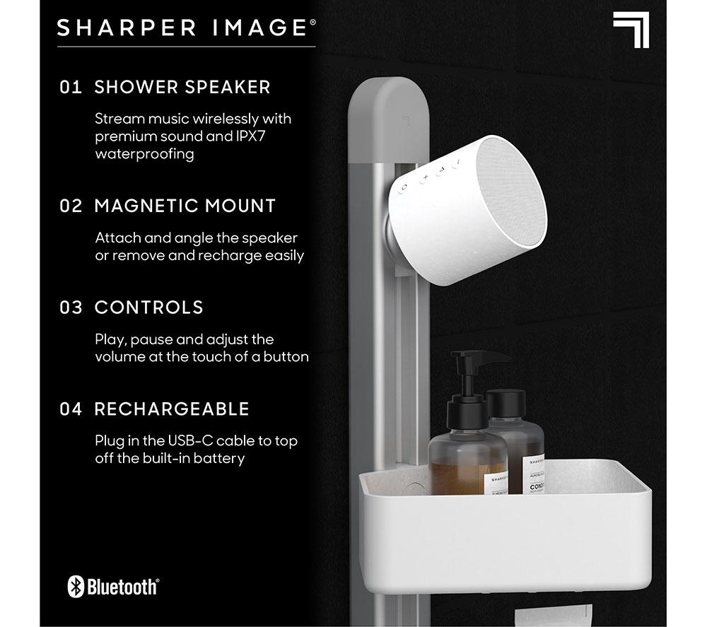SHARPER IMAGE Shower Bluetooth Speaker with Magnetic Mount - White image number 3 of 6