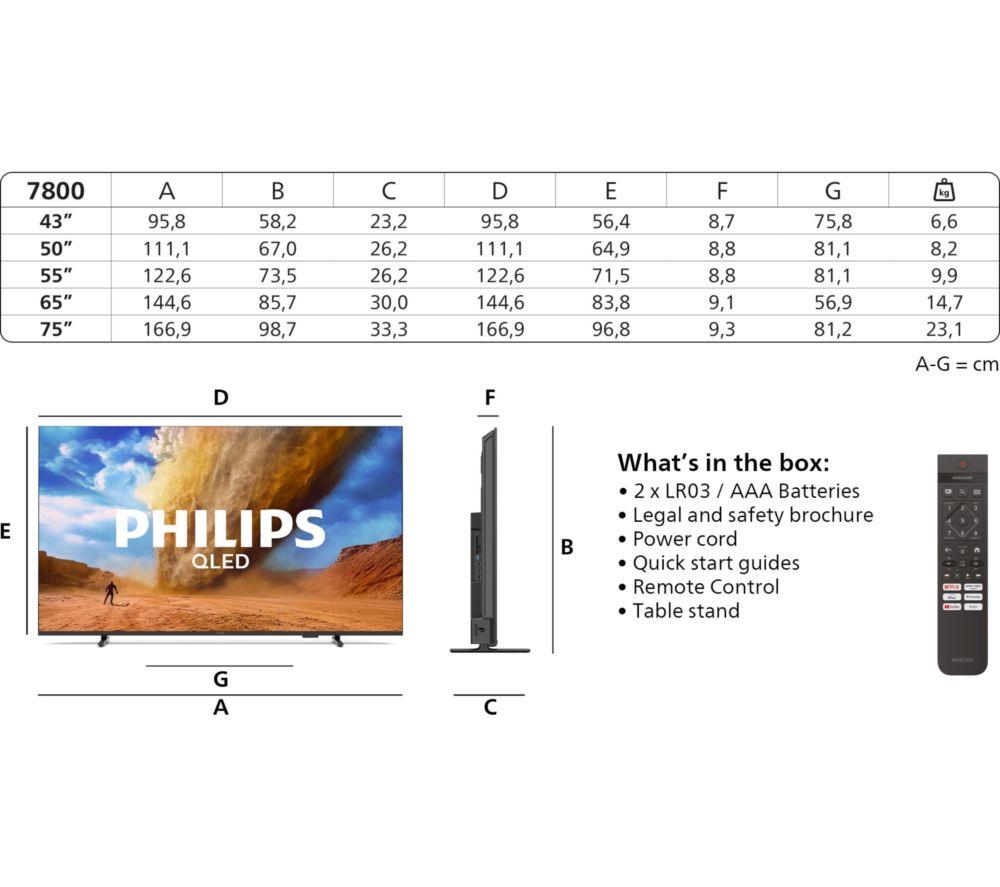 PHILIPS 55PUS7800/05 55" Smart 4K Ultra HD HDR QLED TV image number 4 of 12