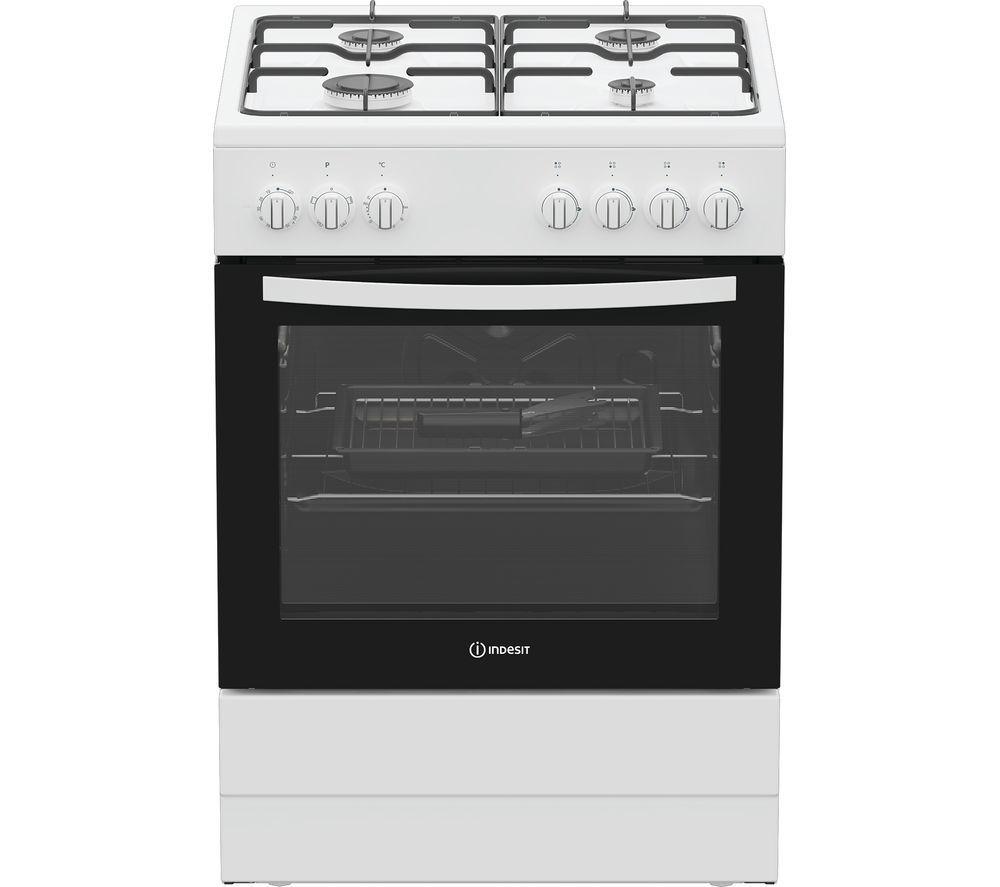 INDESIT I6G3PMW/UK 60 cm Dual Fuel Cooker – White, White,Black