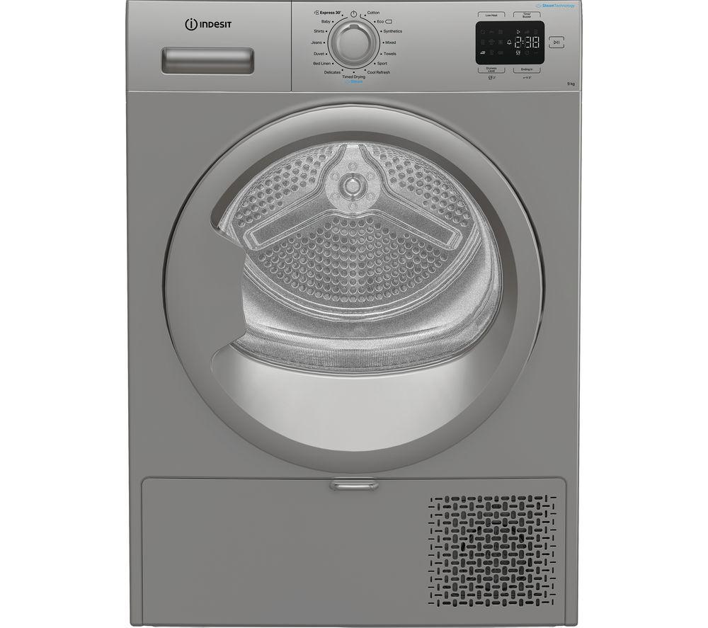 Indesit C YD 92D SS UK 9 kg Heat Pump Tumble Dryer – Silver, Silver/Grey