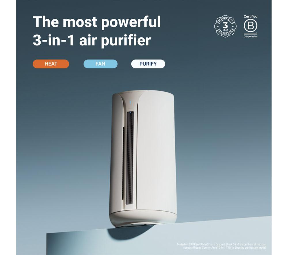 BLUEAIR ComfortPure 3-in-1 T10i Smart Air Purifier - White & Beige image number 2 of 10
