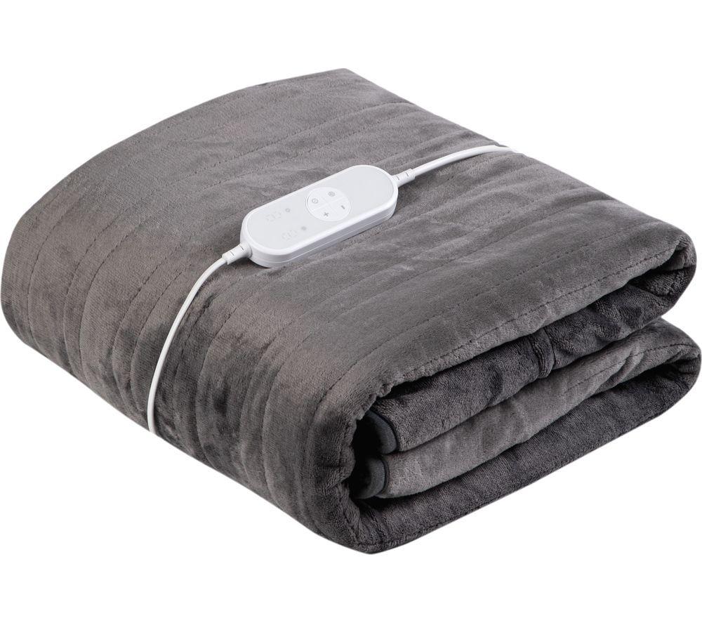 STATUS SGEOB1PKB6 Heated Electric Throw Blanket - Grey, 160 x 120 cm