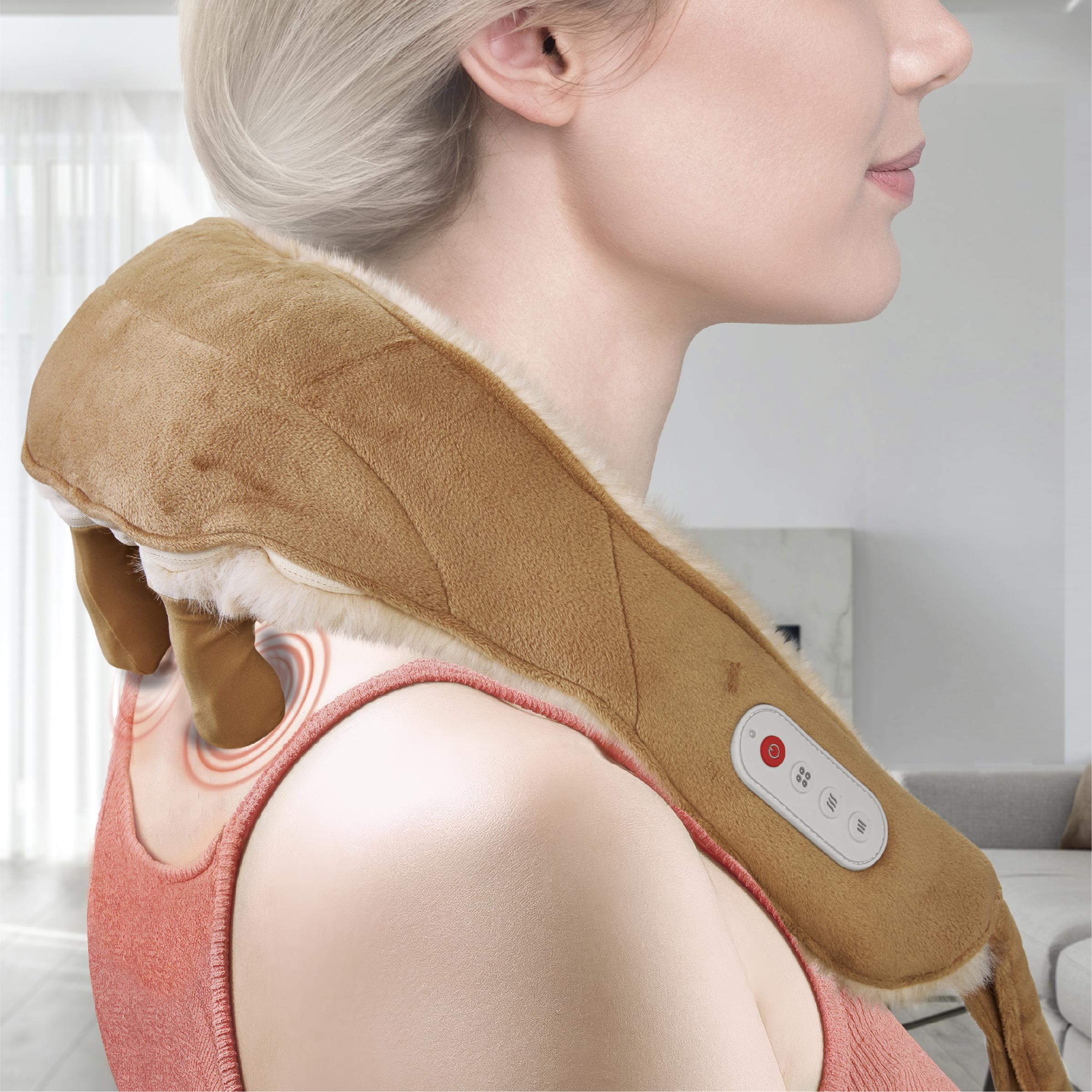 SHARPER IMAGE Mini Neck Shiatsu Massager Cordless Luxe - Beige image number 2 of 4