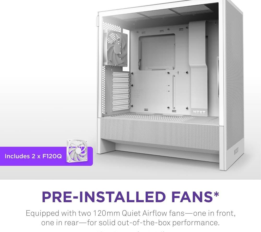 NZXT H5 Flow ATX Mid-Tower PC Case - White image number 4 of 9
