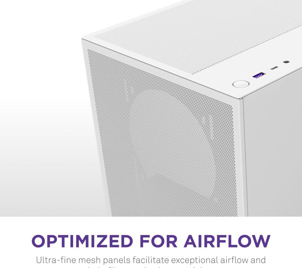 NZXT H5 Flow ATX Mid-Tower PC Case - White image number 7 of 9