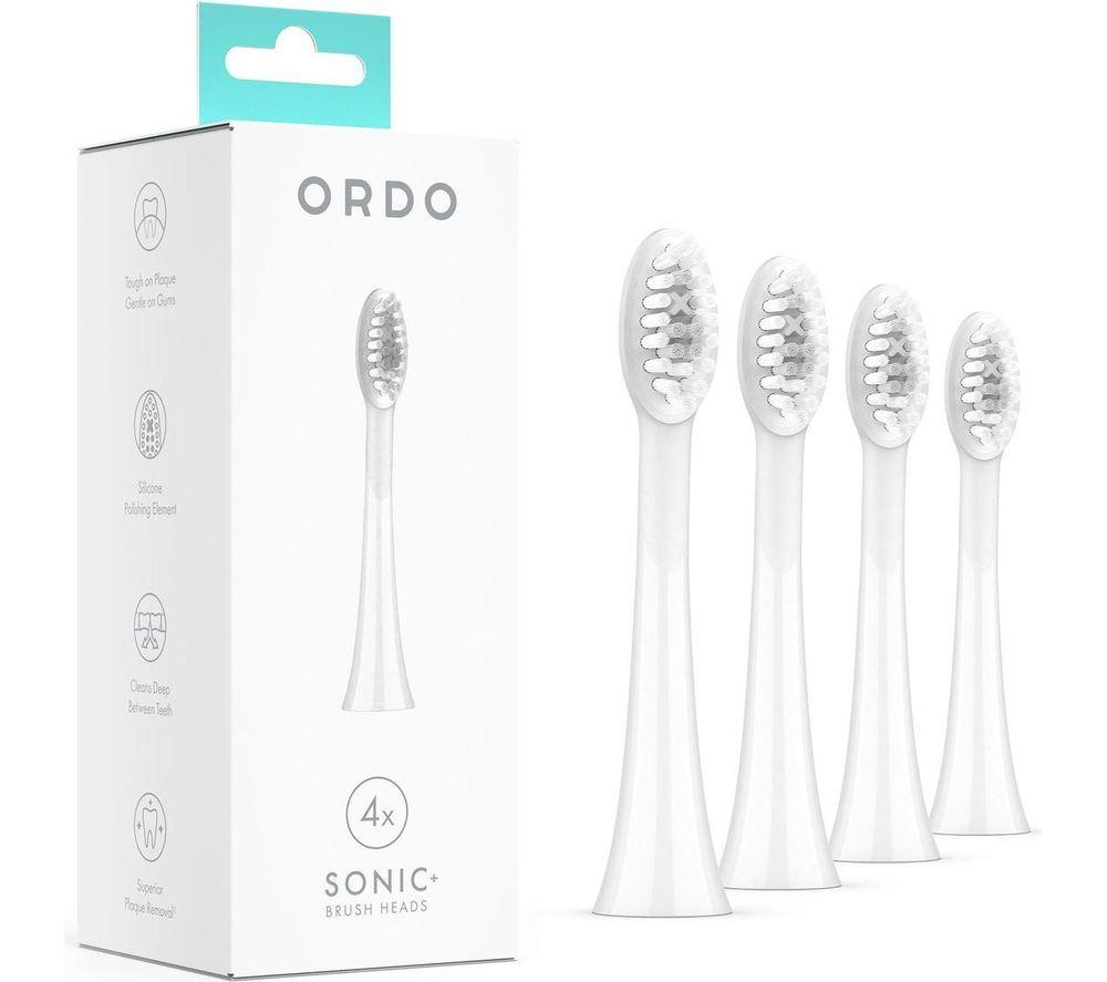 ORDO Sonic+ Replacement Toothbrush Heads - Pack of 4, White