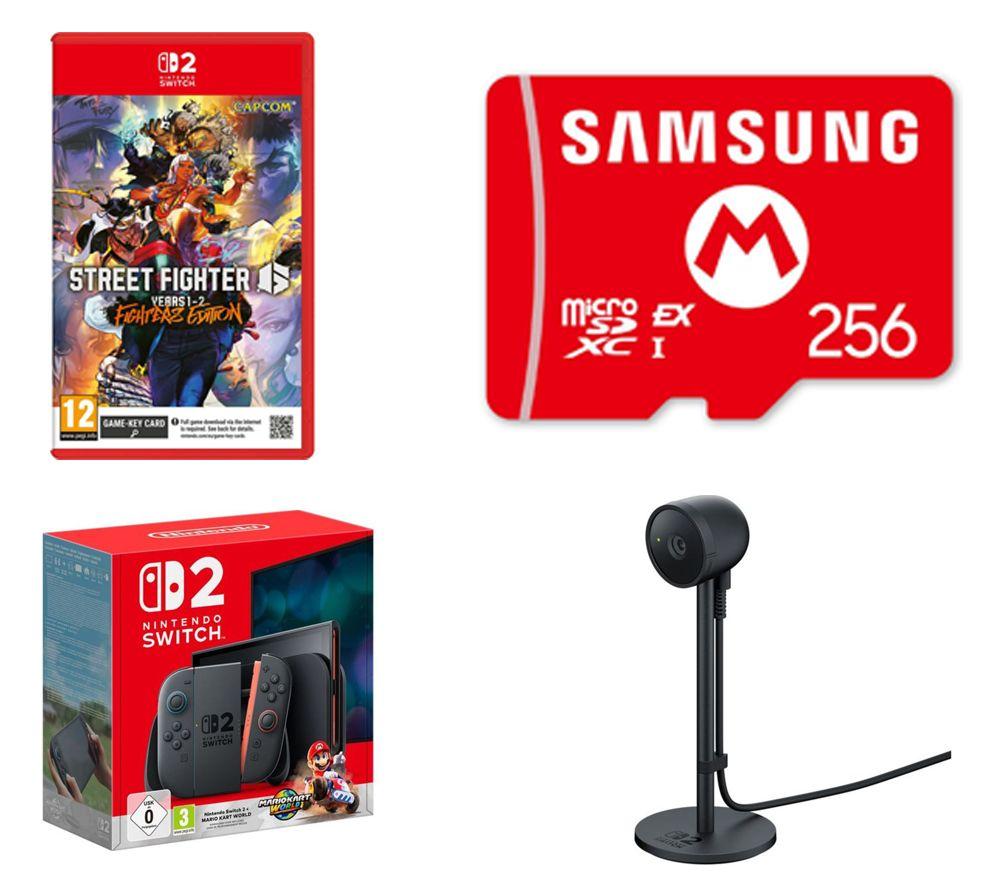 NINTENDO Switch 2, Mario Kart World, Switch 2 Camera, Street Fighter 6 & microSD Express Memory Card Bundle
